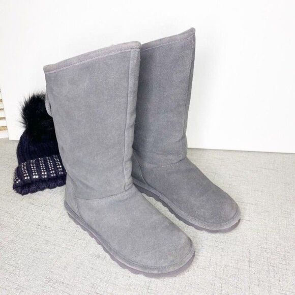 BearPaw Gray Lace Up Suede Winter Snow Boots 6 - Picture 1 of 11